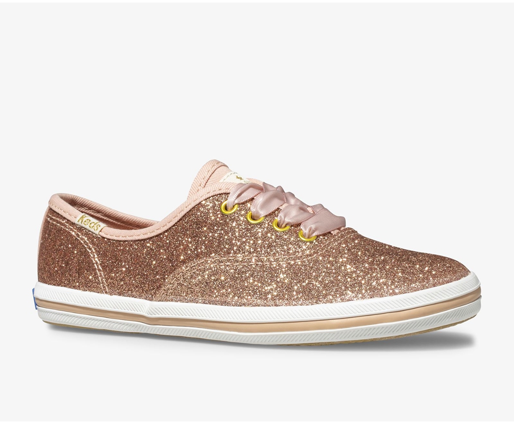 Keds Sneakers Rose Gold - Kate Spade new york Champion Glitter - Kids ZIEUQG-106